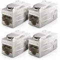 Produktbild: deleyCON 4 Stück CAT 7 Kupplung Keystone Metall 2x RJ45 Buchse Verbinder für RJ45 Patchkabel 600 MHz 10 Gbps LAN DSL Ethernet und Nutzbar als Keystone - Silber