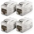 Produktbild: deleyCON 4 Stück CAT 7 Kupplung Keystone Metall 2X RJ45 Buchse Verbinder für RJ45 Patchkabel 600 MHz 10 Gbps LAN DSL Ethernet und Nutzbar als Keystone - Silber
