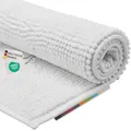 Produktbild: NYVI Badematten Set 2 teilig NYVISpa Chenille 45x50 + 50x80 cm Weiß Badematte & WC-Vorleger - Badezimmerteppich Set - rutschfest, Saugfähig, Schnell Trocknend, Fußbodenheizung geeignet, Oeko-TEX