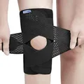 Produktbild: NELLHOMY Professionelle Kniebandage, mit Patella Gel Pads & Feder Seitenstabilisatoren verstellbare Knie bandage für Meniskus Riss Knieschmerzen Komprimierte Kniebandage (Schwarz,L)