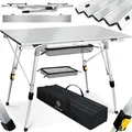 Produktbild: Campingtisch Faltbar Klapptisch Camping Tisch Mit Aluminiumrahmen Aufrollbare Tischplatte Falttisch Klappbar Mit Höhenverstellung Inkl. Tragetasche Silber - Kesser