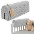 Produktbild: Bettkantenschutz für Kinderbetten Minky 50 cm - Schutz für Bettrahmen Baby Bett rausfallschutz für boxspringbett bettgitter mit Minky Bezug Kantenschutz Kinder Babybett Oeko-Tex Hellgrau
