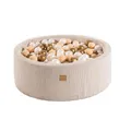 Produktbild: MEOWBABY Bällebad Baby Rund 90x30cm – Ballpool mit 200 Bällen, Schaumstoff, Kinder Bällebad, Spielzeug, Cord, Ecru: Perlwieß/Gold/Beige
