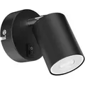 Produktbild: ledscom.de Wandspot WAIKA, einflammig, mit Schalter, GU10, schwarz matt, inkl. 468lm LED GU10 Lampe, warm-weiß