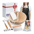 Produktbild: Rattan Gärkörbchen Sauerteig Brot Back Set mit Stoffauskleidung