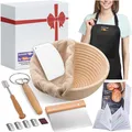 Produktbild: Gärkörbchen Sauerteig Brot Back Set mit Stoffauskleidung runder Gärkorb mit...