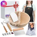 Produktbild: Gärkörbchen Sauerteig Brot Back Set Rattan rund Stoffauskleidung Zubehör