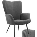 Produktbild: Tectake Sessel Hygge Gepolstert Armlehnen und Ergonomische Rückenlehne  76 x 72 x 100 50 cm Breitcord Anthrazit Schwarz