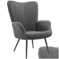 Produktbild: tectake® Skandinavischer Stil Ohrensessel, Sessel Hygge mit Breitcordbezug, Sessel Wohnzimmer, Schlafzimmer, Esszimmerstuhl, Statement Piece Loungesessel, belastbar bis 150 kg - anthrazit/schwarz