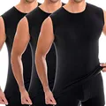 Produktbild: HERMKO 3040 3er Pack Herren Tank Top Unterhemd mit Rundhals-Ausschnitt aus 100% Bio-Baumwolle, Größe:D 7 = EU XL, Farbe:schwarz