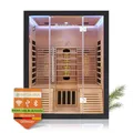 Produktbild: Artsauna Infrarotkabine Helsinki 150 Dual Technologie, LED - Infrarotsauna 150x150 cm - 1 Bank, 2 Liegen für 3 Personen - Wärmekabine Schwarz Black