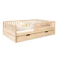 Produktbild: Ehrenkind® Kinderbett Buche Livo | FSC Zertifiziert | Kinderbett mit Rausfallschutz | Massivholz inkl. Lattenrost | 120x200 cm Natur mit Bettkasten | Bett 90x200 | Inkl. Rausfallschutz
