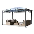 Produktbild: TOOLPORT Gartenpavillon 3x4 m Aluminium Gestänge Polycarbonat Dach ca. 8mm Pavillon Gartenzelt ohne Seitenteile