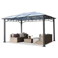 Produktbild: 3x4 m Gartenpavillon Alu Pavillon festes Polycarbonat Dach Gartenzelt Pavillion
