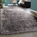 Produktbild: Edler Teppich Shaggy Hochflor Einfarbig Flauschig Glänzend In Grau Hellgrau Grösse 80x150 cm - Grau