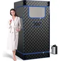 Produktbild: COSTWAY Tragbare Dampfsauna für Zuhause, Ganzkörpersaunabox mit 3-Liter-Dampfgenerator, leichtes Saunazelt für 1 Person, 91*91*183 cm