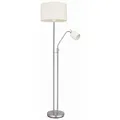 Produktbild: Stehleuchte Wohnzimmer sandfarben Deckenfluter mit Leselampe Stehlampe Stoffschirm Zugschalter, Leseleuchte mit Kippschalter, nickel matt, 1x E27 1x E14, DxH 40 x 175 cm