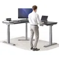 Produktbild: DESKSPACE CORNER Schreibtisch, Elektrisch höhenverstellbar, 160 x 130 x 70 cm, Schwarze Tischplatte, Graues Gestell