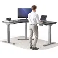 Produktbild: DESKSPACE Corner Eckschreibtisch höhenverstellbar (elektrisch) mit Kollisionsschutz und Memory-Funktion, 10 Jahre Gewährleistung, (Graues Gestell, Schwarze Tischplatte, 160 x 130 x 70 cm)