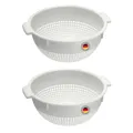 Produktbild: Westmark Seiher – Zwei große Seiher mit 2 Griffmulden und 4 Aufsatzrasten zum Waschen und Abtropfen – Weiß, Kunststoff, ø 24 cm
