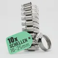 Produktbild: greate 10x Schlauchschellen Edelstahl 16-25 mm - Einstellbare Schlauchschelle mit 9 mm Bandbreite - Rohrschelle rostfrei - Schellen für Pool, Teich, Waschmaschine uvm - Schraubschellen Edelstahl 304