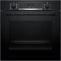 Produktbild: Bosch HBA574BB3, Serie 4, Einbau-Backofen 60 x 60 cm, Pyrolyse-Selbstreinigung, LED-Display-Steuerung, Automatikprogramme, Hydrolytische Reinigungshilfe, 3D-Heißluft für gleichmäßiges Backen, Schwarz