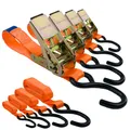 Produktbild: 4er Set Spanngurte Ratsche 3m 700kg Zurrgurte orange Langlebig Schwerlast NEU