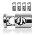 Produktbild: Kordel-Stopper Metall, Set aus 4 Stück, Kordel-Klemme, gerade Form (1 Loch) für Seile, Jacken, Hand-Taschen, Farbe: Silber