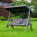 Produktbild: Hollywoodschaukel 3-sitzer Descanso - 115 X 198 Cm Grau Farbe Grau, Ausstattung Ohne Regenabdeckung Gartenschaukel Schaukelbank 3-sitzer Mit - Home Deluxe