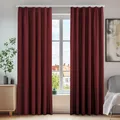 Produktbild: Deconovo Blickdichte Gardinen mit Kräuselband Verdunkelungsvorhänge Thermo Winter, 175x140 cm(HöhexBreite), Rot, 2er Set