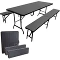 Produktbild: Bierzeltgarnitur Set mit 2xBierbank und 1xBuffettisch,schwarz, klappbar