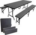 Produktbild: Bierzeltgarnitur Set mit 2xBierbank und 1xBuffettisch,schwarz, klappbar