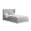 Produktbild: Juskys Polsterbett Savona 140x200 cm mit Stauraum, Lattenrost, Samt-Bezug, bis 250 kg - Hellgrau