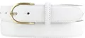 Produktbild: Italienischer Damen-Gürtel, 30 mm breit, Damen, Chinogürtel, Hosengürtel, strukturiertes Leder, Schließe Gold | Weiß 95cm