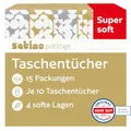 Produktbild: Satino by WEPA Prestige Taschentücher 4-lagig - Packung mit 15x 10 Papiertaschentücher - supersoft + saugstark - perfekt bei Schnupfen und Erkältung