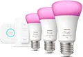Produktbild: Philips Hue LED-Leuchtmittel White&Col. Amb. E27 3er StarterSet +DS 3x800lm 75W, E27, 5 St., Farbwechsler, Warmweiß