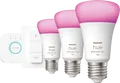 Produktbild: Philips Hue White & Color Starterset E27 mit 3 Lampen, Dimmer + Bridge 929002468804