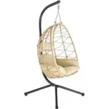 Produktbild: HinHocker Hängesessel mit Gestell, Creme, Hängeschaukel für Indoor und Outdoor, Schaukelstuhl
