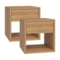 Produktbild: skølm Nachttisch 2er Set Floki, Nachtschrank mit Schubladen aus Holz, Eiche geölt, Beistelltisch für Schlafzimmer, Nachtkonsole Maße 40x40x40 cm