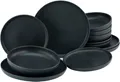 Produktbild: CreaTable Tafelservice Geschirr-Set Uno Black (12-tlg), 4 Personen, Steinzeug, Service, schwarz, seidenmatte Spezialglasur,12 Teile, für 4 Personen