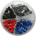 Produktbild: 200 x TWIN Aderendhülsen-Sortiment Quetschverbinder Kabelverbinder - isoliert Querschnitt 0,75-2.5mm² Länge 8mm in Blau, Rot, Schwarz und Grau (im Aufbewahrungsdose/Sortimentsbox)