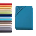 Produktbild: Hometex Premium Textiles Spannbettlaken Spannbetttuch 90-100 x 200 cm, Bettlaken Jersey aus 100% Baumwolle, Matratzen bis 23-25 cm, Oeko-TEX Made IN Green, Petrol