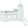Produktbild: Homestyle4u Kinder Hochbett 90x200 Rutsche Lattenrost Grün Kinderbett 2939