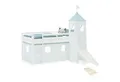 Produktbild: Homestyle4u Hochbett 90x200 Stockbett Vorhang Kinderbett Holz Kiefer Weiß Grün Mint Kinder (mit Lattenrost, Rutsche und Turm) mit Rausfallschutz, Junge