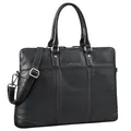 Produktbild: STILORD Charlize Moderne Leder Businesstasche Damen Groß Echtleder Laptoptasche 13-15.6 Zoll zum Umhängen - ideal als Aktentasche Freizeittasche oder Shopper Farbe:schwarz