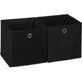 Produktbild: 4 X Aufbewahrungsbox Stoff, Quadratisch, Aufbewahrung Für Regal, Stoffbox In Würfelform, Hxbxt: 30 X 30 X 30 Cm, Schwarz