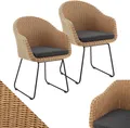 Produktbild: Juskys Rattan Korbsessel Cody 6er Set mit Kissen - Indoor & Outdoor Korbstühle Natur
