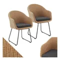 Produktbild: Juskys Rattan Korbsessel Cody 6er Set mit Kissen - Indoor & Outdoor Rattanstühle - Korbstühle Natur