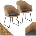 Produktbild: Rattan Korbsessel Cody 6er Set mit Kissen - Indoor & Outdoor Rattanstühle - Korbstuhl bis 100 kg belastbar - Korbstühle modern - Stühle Natur - Juskys