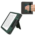 Produktbild: kwmobile Hülle kompatibel mit Kobo Kobo Libra Colour/Tolino Vision Color Hülle - Flip Case mit Handschlaufe - Kunstleder Cover - Dunkelgrün Dunkelgrau